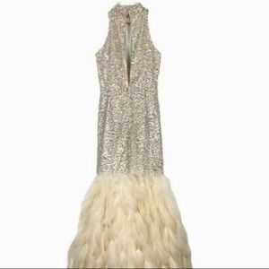 Feathered bottom dress
